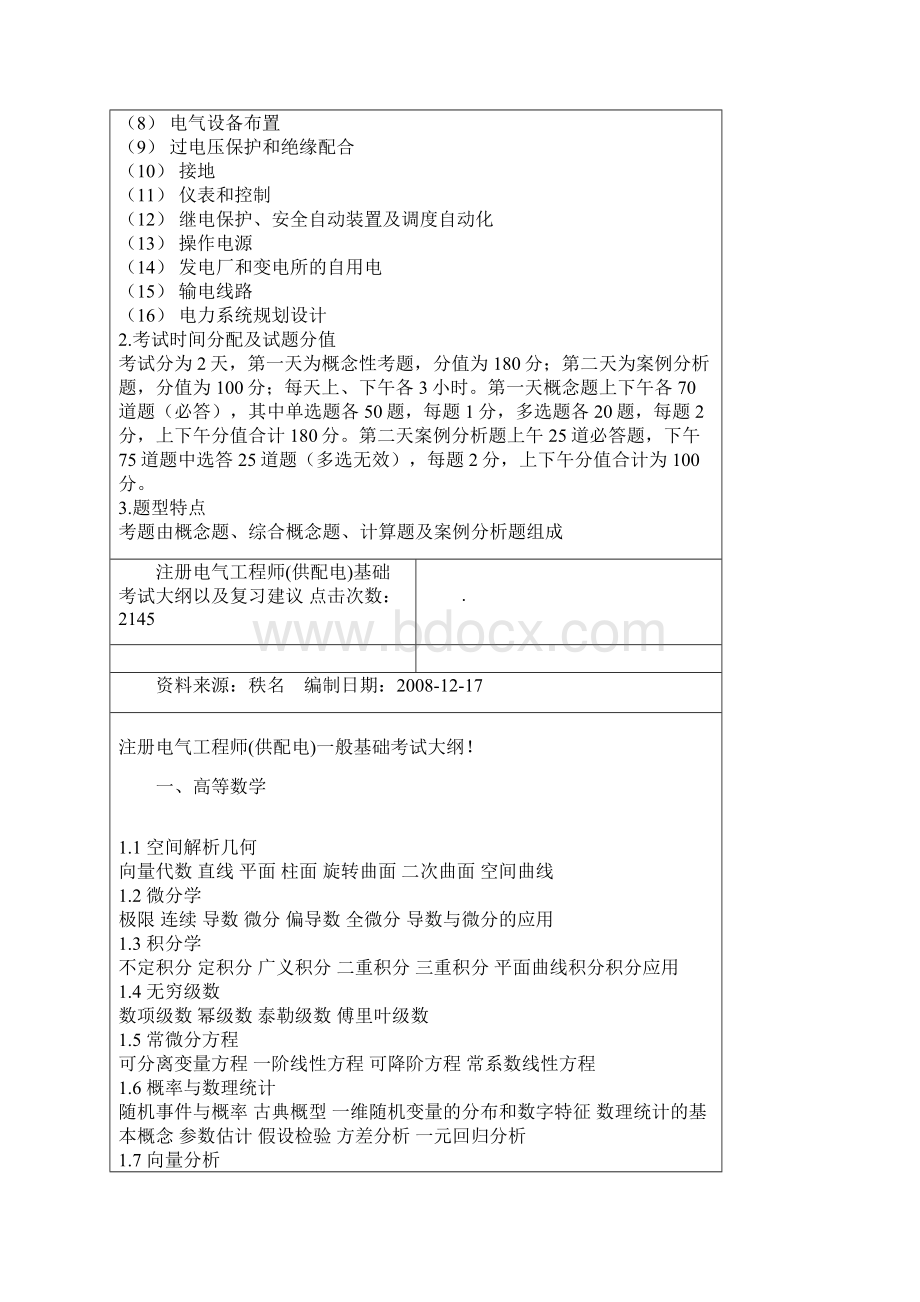 注册电气工程师考试科目题量分值时间分配及题型Word下载.docx_第3页