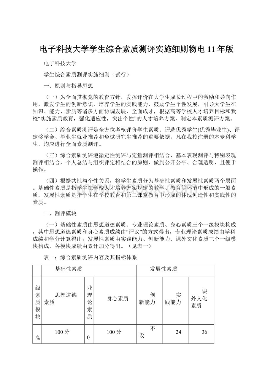 电子科技大学学生综合素质测评实施细则物电11年版.docx_第1页