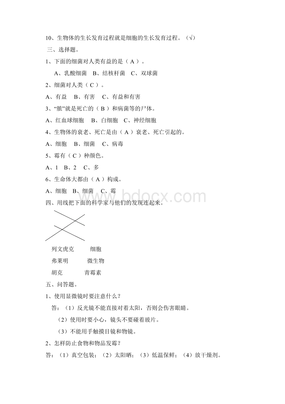 苏教版小学科学六年级上册复习题.docx_第2页