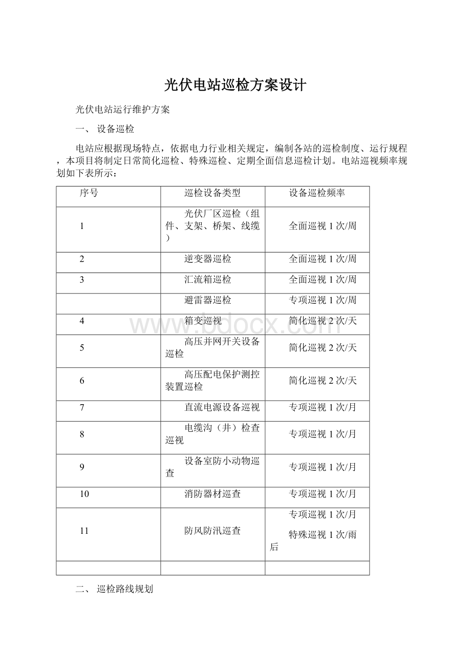 光伏电站巡检方案设计Word文档格式.docx_第1页