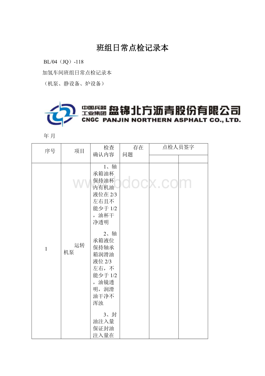 班组日常点检记录本文档格式.docx_第1页