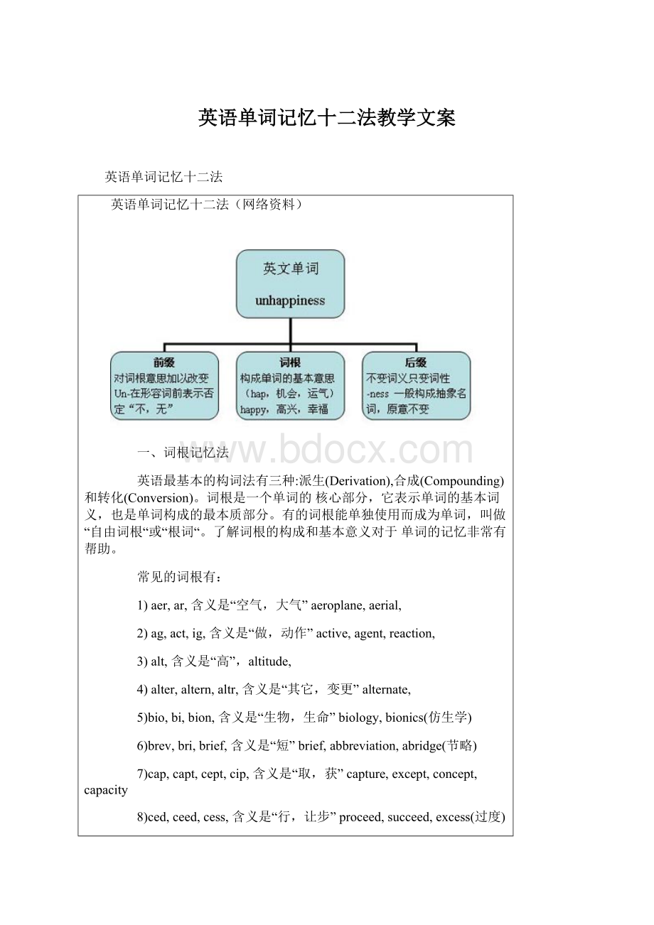 英语单词记忆十二法教学文案Word格式.docx_第1页