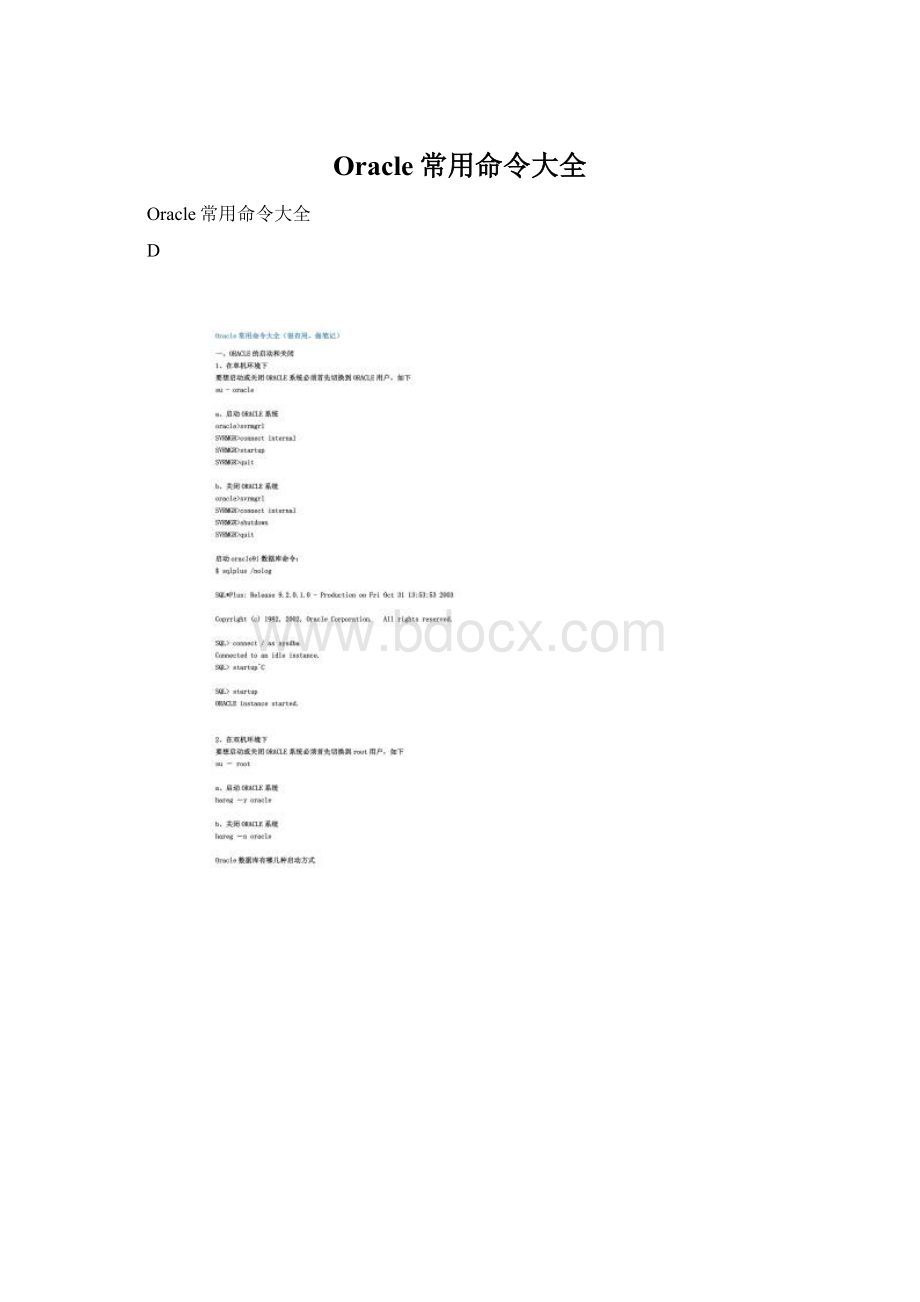Oracle常用命令大全文档格式.docx