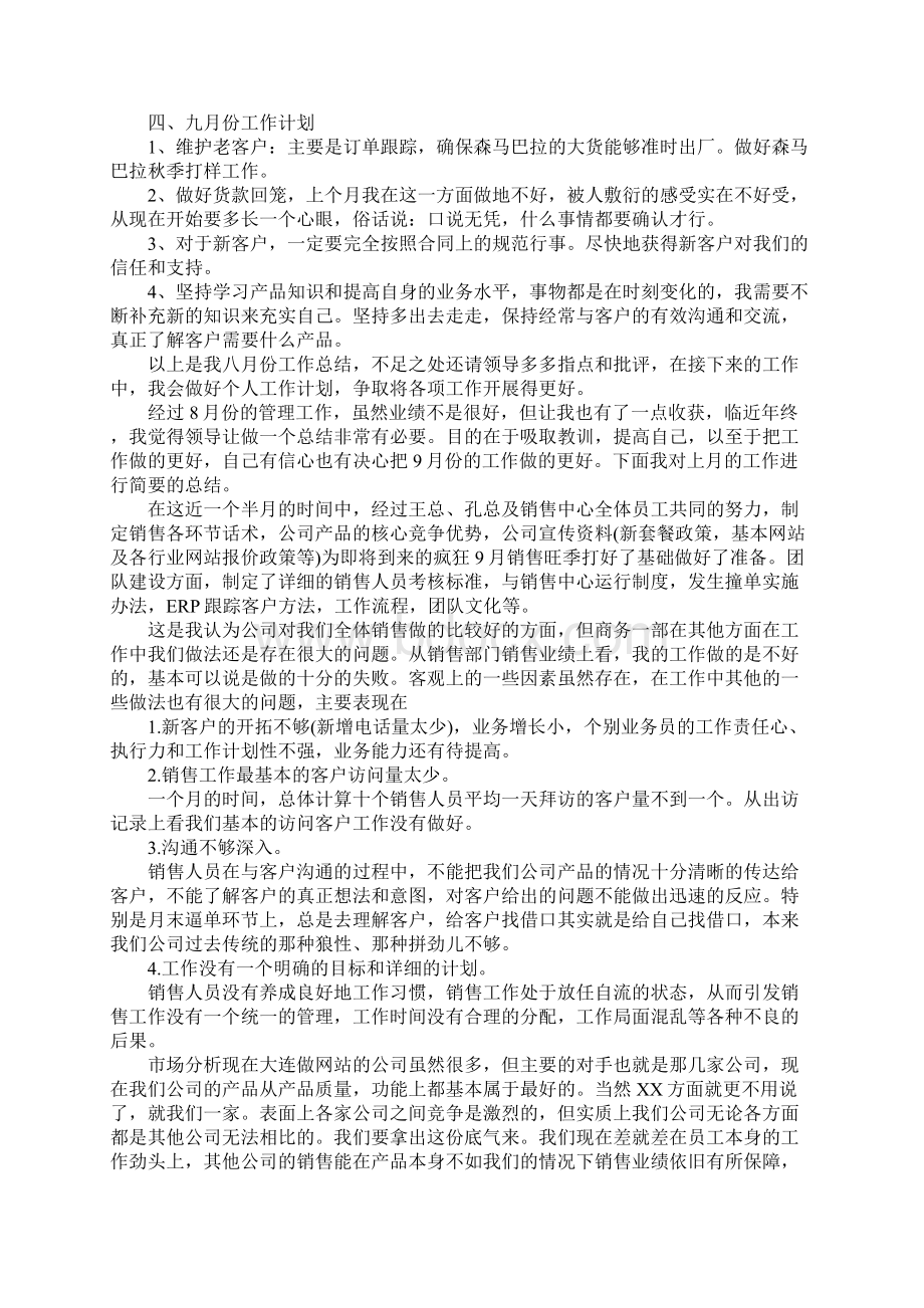 业务员八月份工作总结.docx_第3页