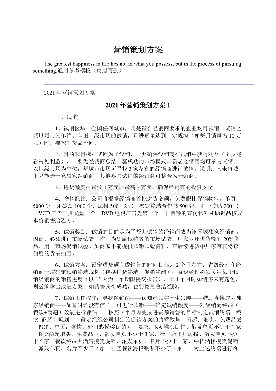 营销策划方案Word格式.docx