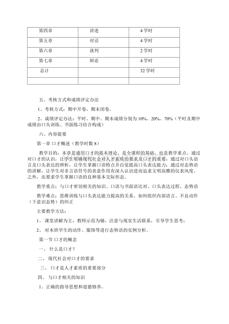 教务应用口才教学大纲Word格式文档下载.docx_第2页