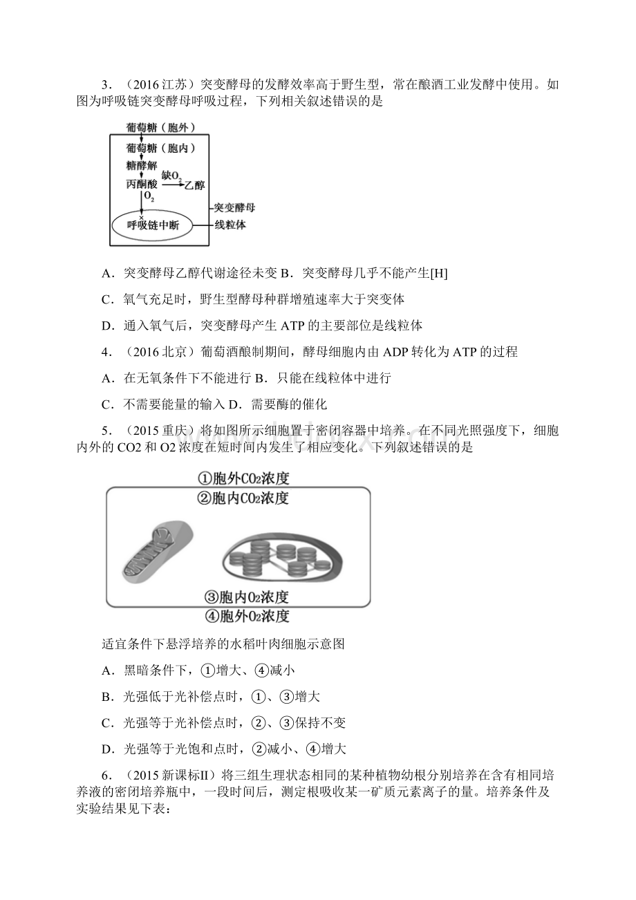 高考真题专题分类训练 专题五细胞呼吸.docx_第2页