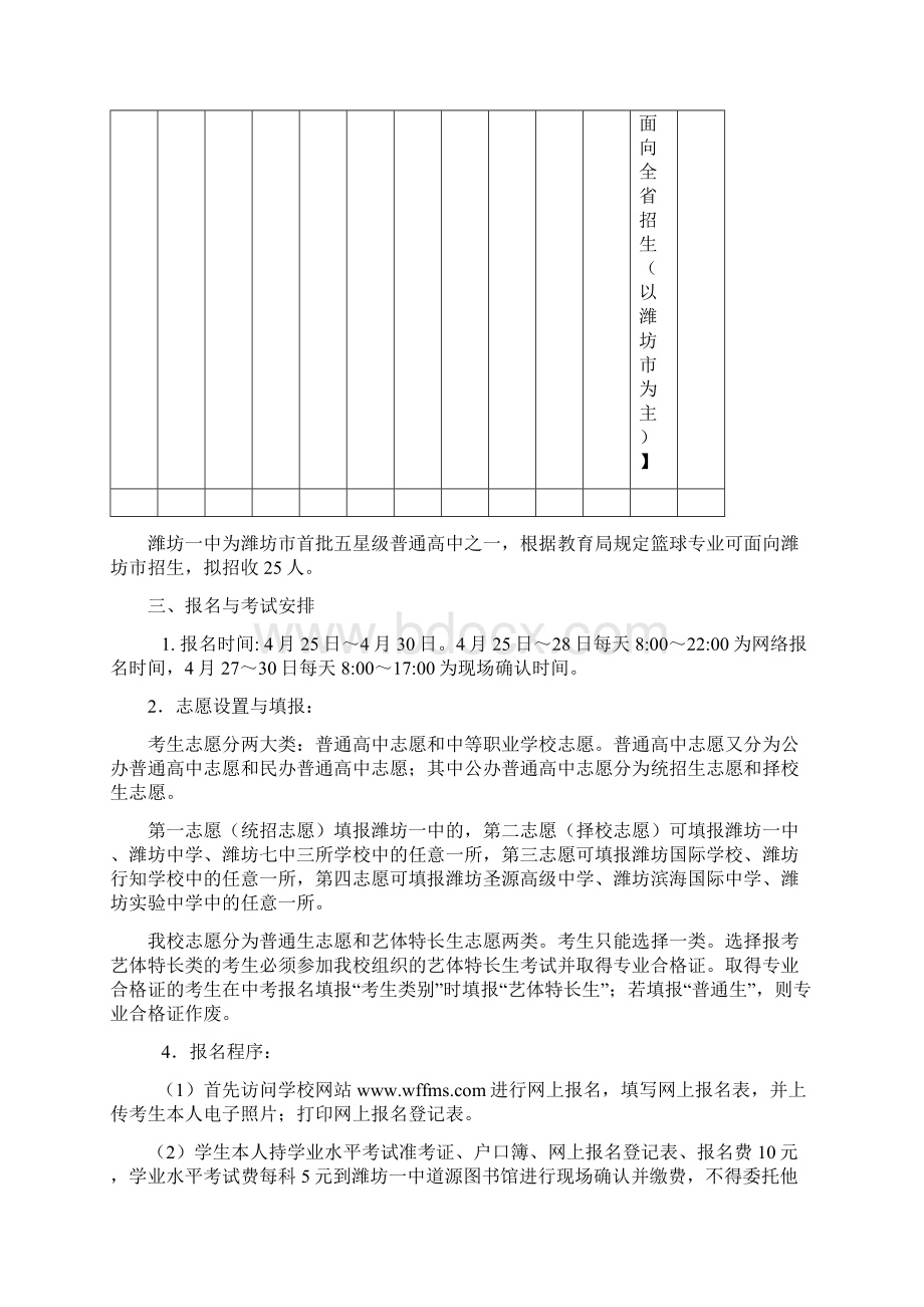 潍坊一中高中招生及录取实施方案Word文档下载推荐.docx_第2页