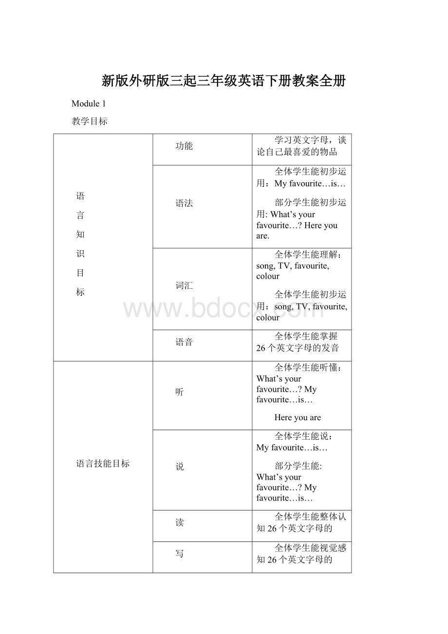 新版外研版三起三年级英语下册教案全册Word文档格式.docx_第1页