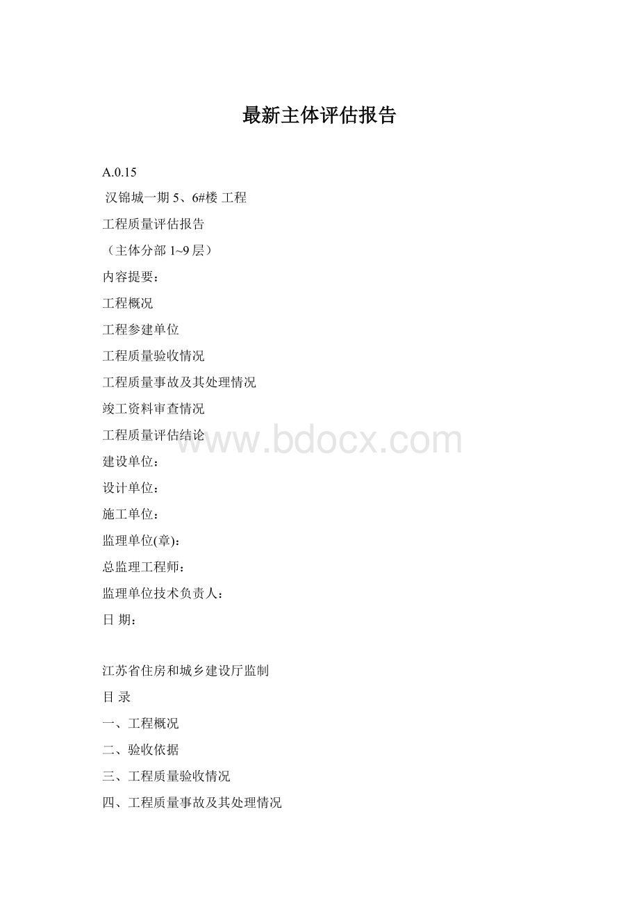 最新主体评估报告.docx