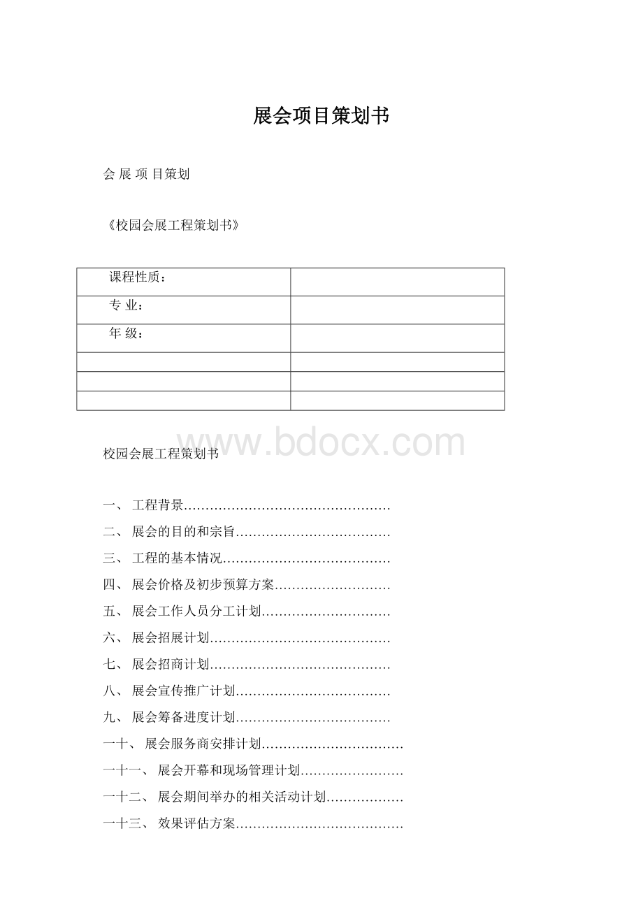 展会项目策划书Word文档下载推荐.docx