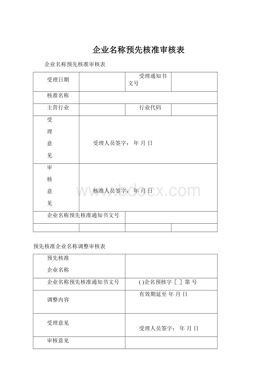 企业名称预先核准审核表.docx