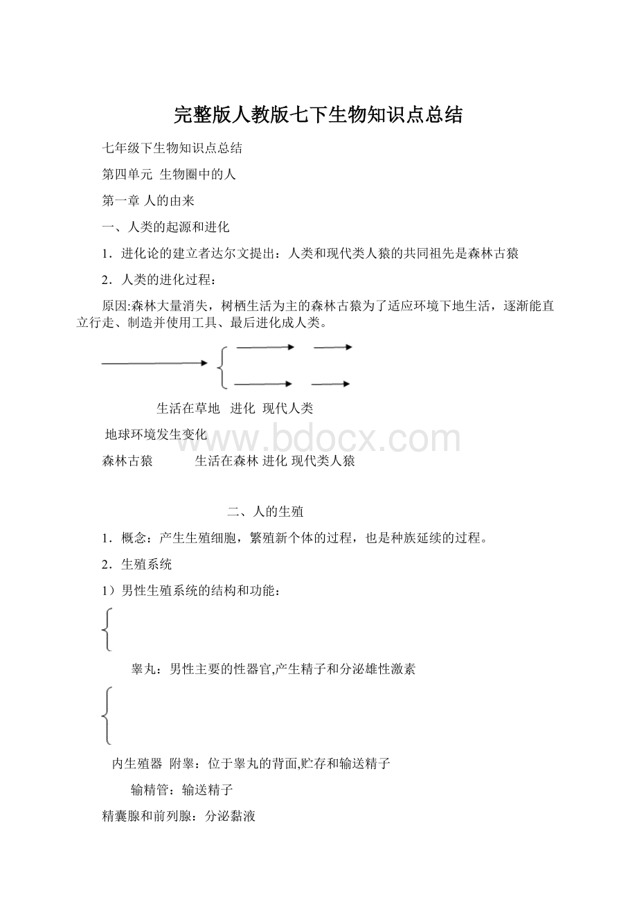 完整版人教版七下生物知识点总结.docx