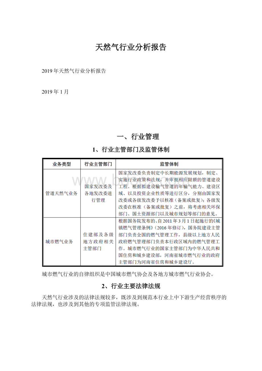 天然气行业分析报告文档格式.docx