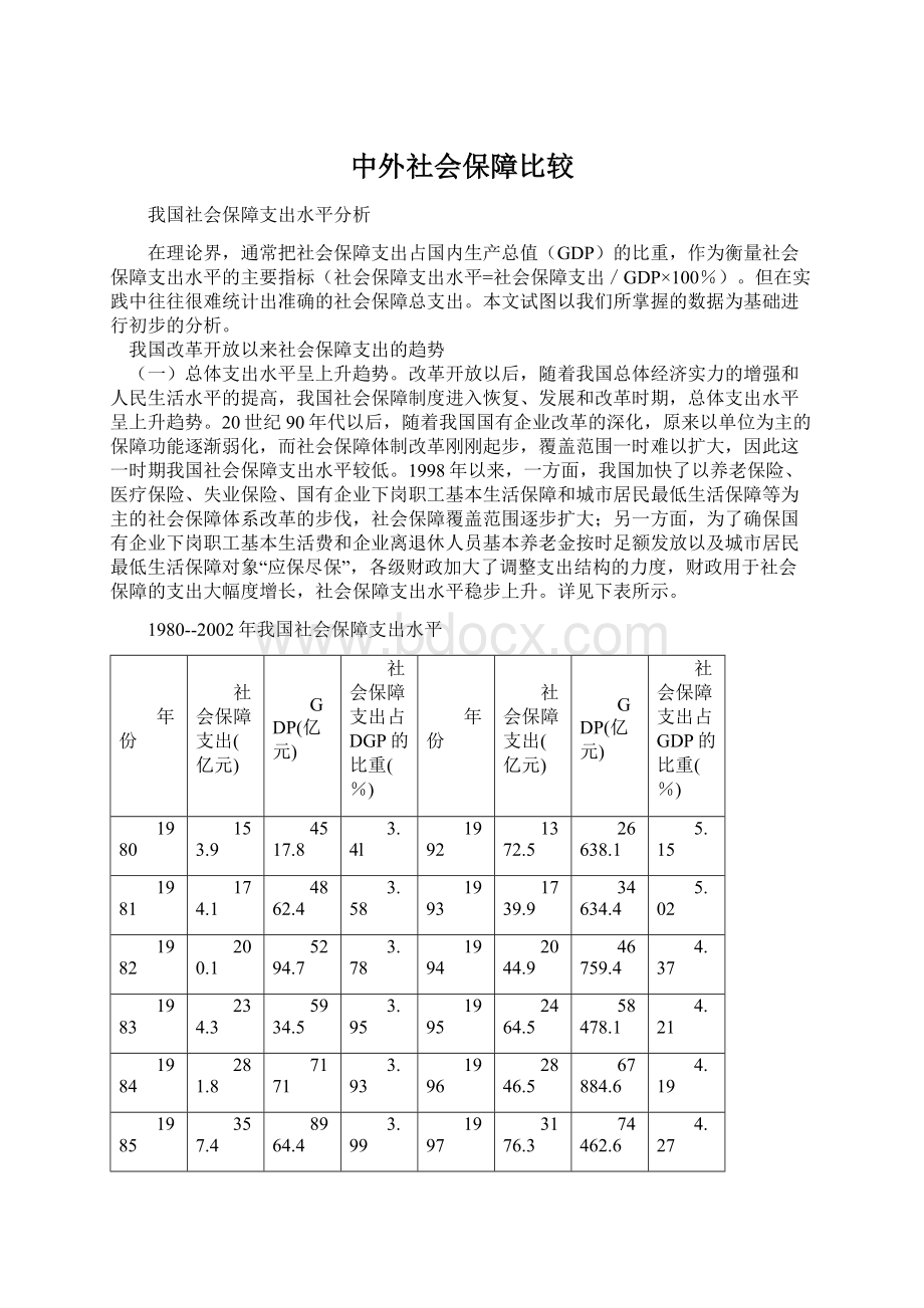 中外社会保障比较.docx