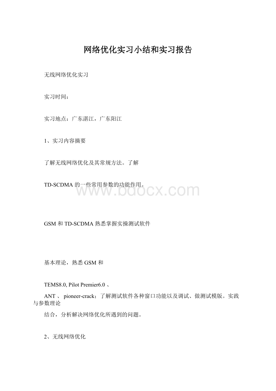 网络优化实习小结和实习报告Word文档格式.docx_第1页