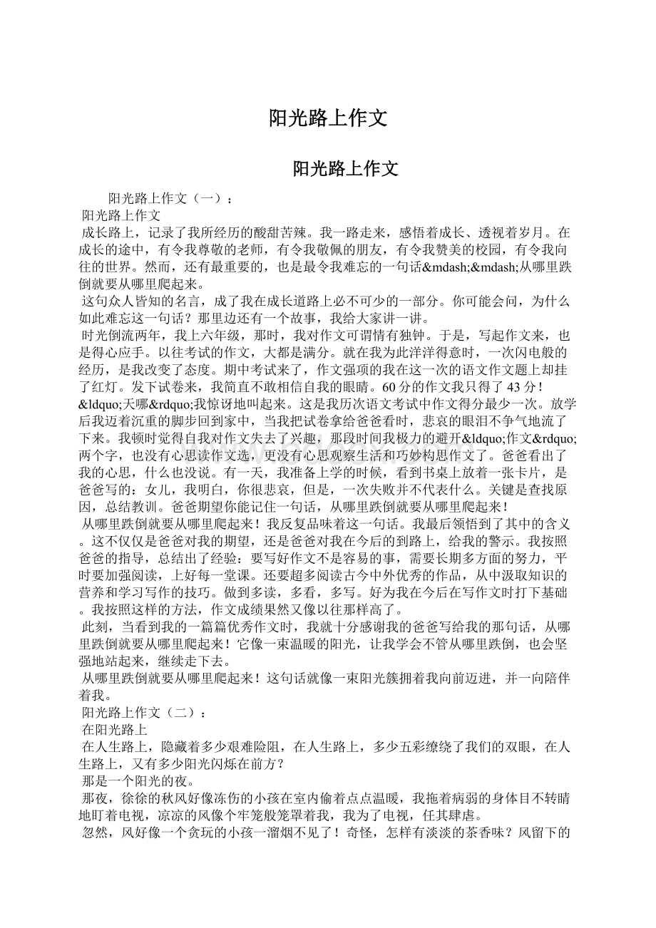 阳光路上作文Word文档下载推荐.docx