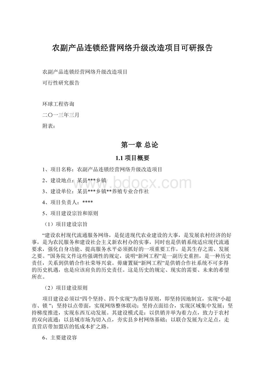 农副产品连锁经营网络升级改造项目可研报告Word格式.docx