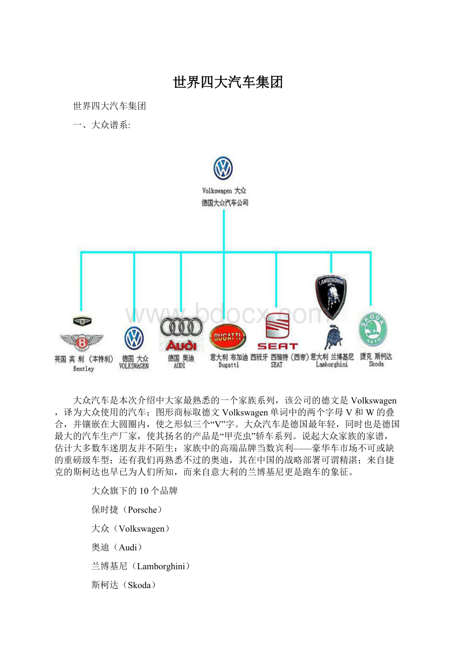 世界四大汽车集团Word文档格式.docx_第1页