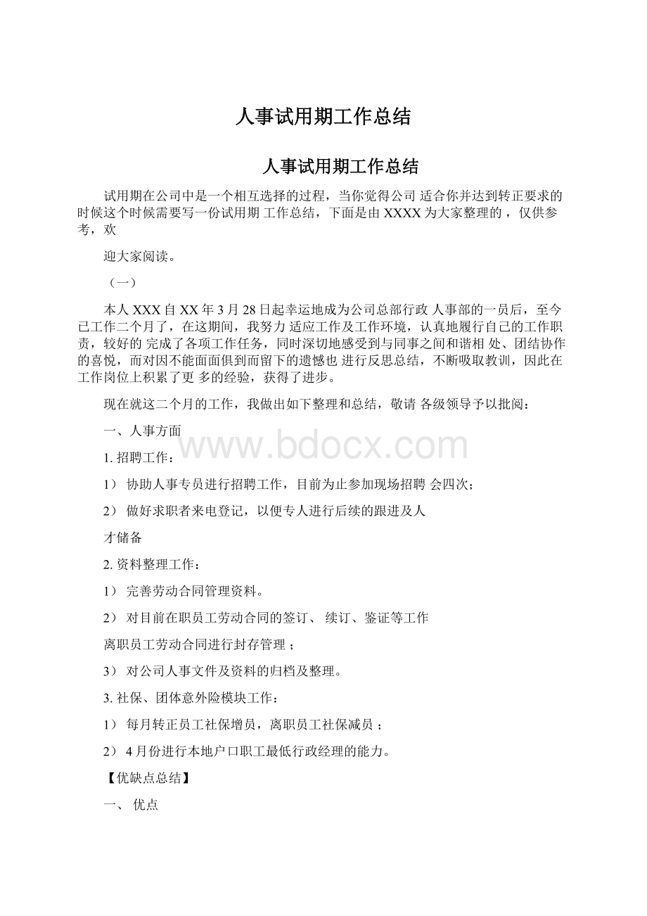 人事试用期工作总结Word格式文档下载.docx_第1页