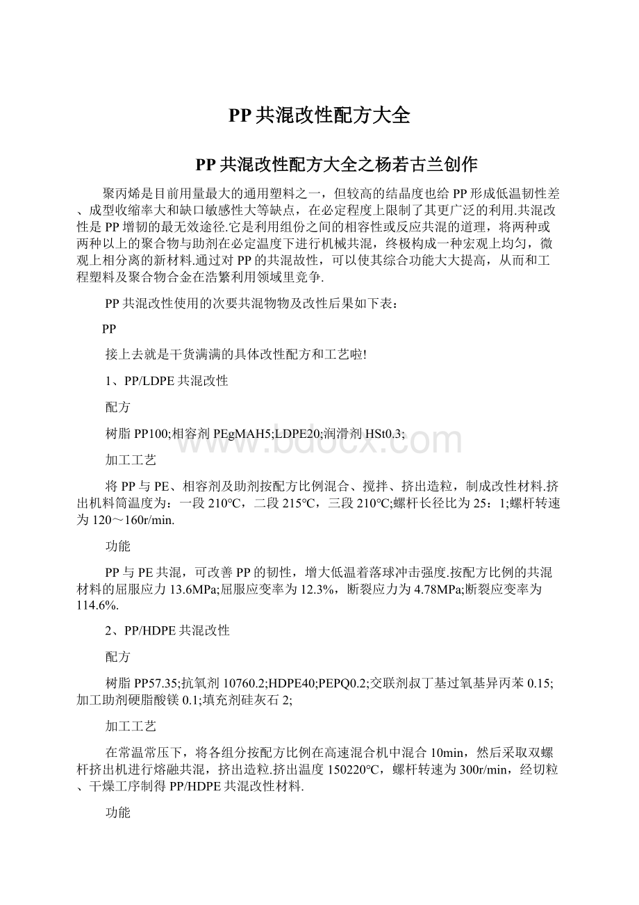 PP共混改性配方大全Word文档格式.docx