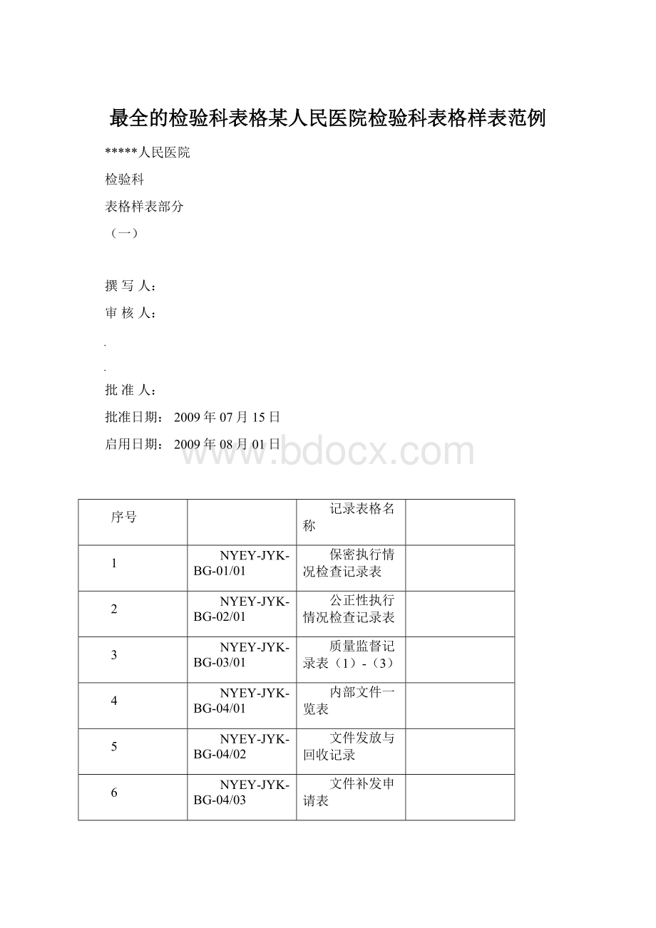 最全的检验科表格某人民医院检验科表格样表范例.docx