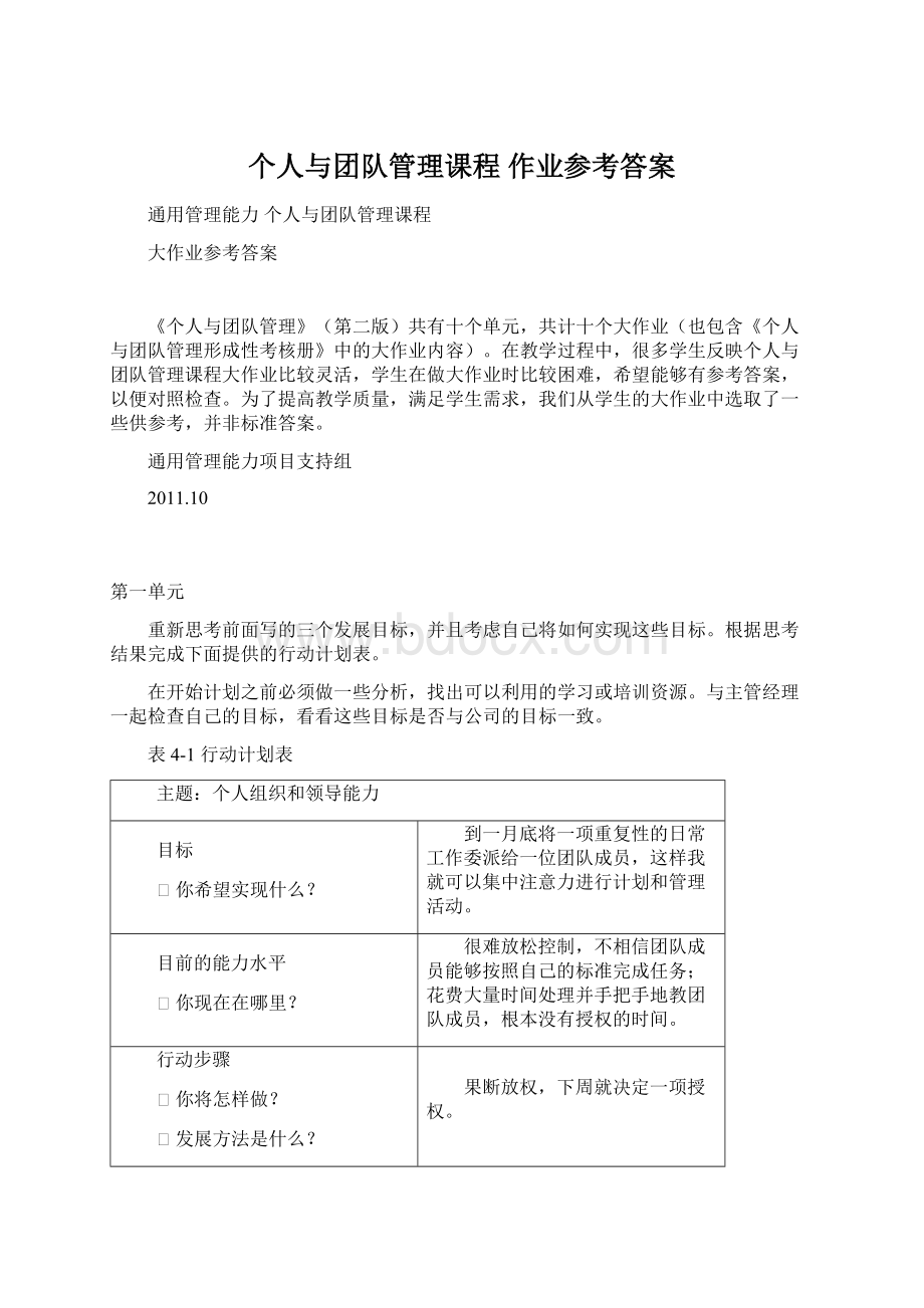 个人与团队管理课程 作业参考答案Word文件下载.docx