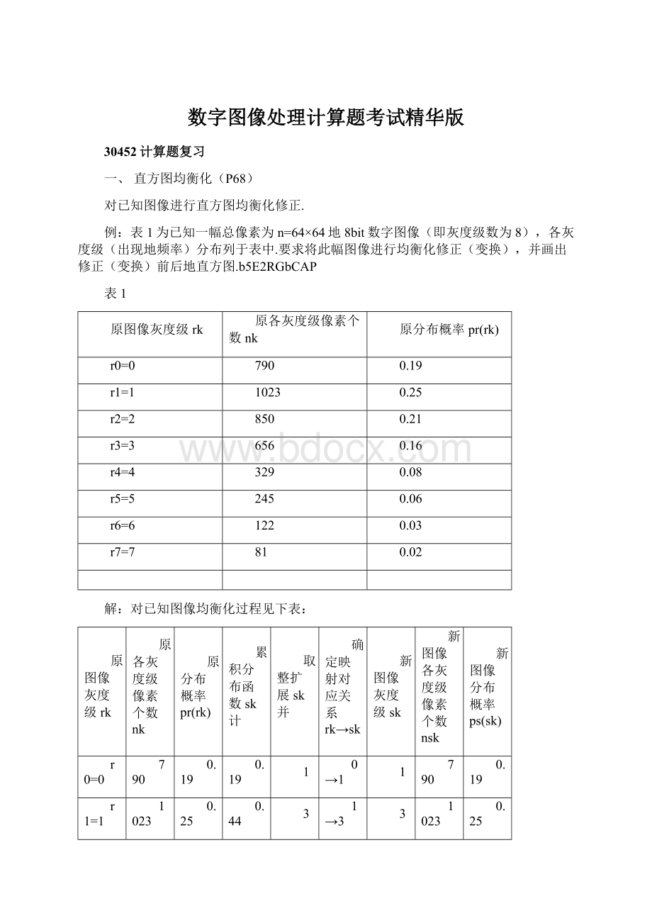 数字图像处理计算题考试精华版Word文档下载推荐.docx