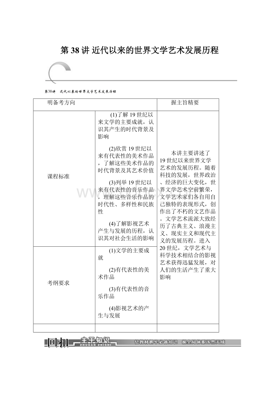 第38讲 近代以来的世界文学艺术发展历程Word下载.docx_第1页