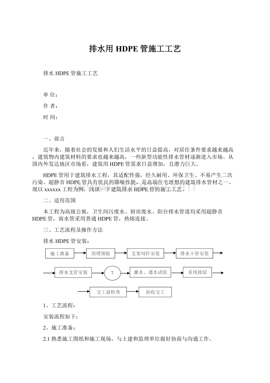 排水用HDPE管施工工艺.docx_第1页