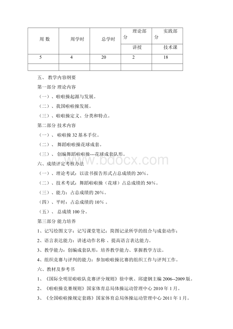 全国啦啦操规定套路专业院校舞蹈啦啦操教学大纲Word格式.docx_第2页