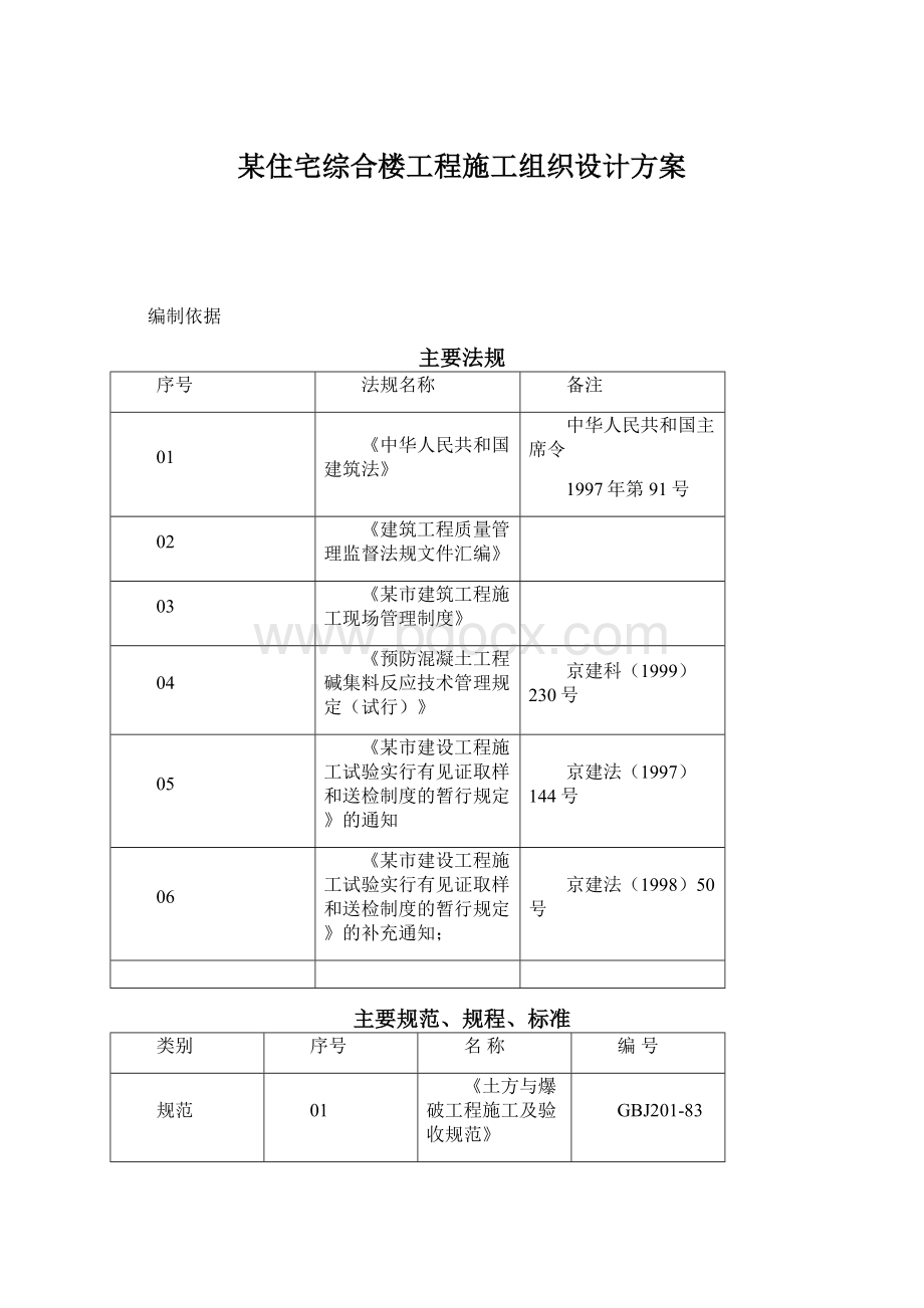 某住宅综合楼工程施工组织设计方案.docx