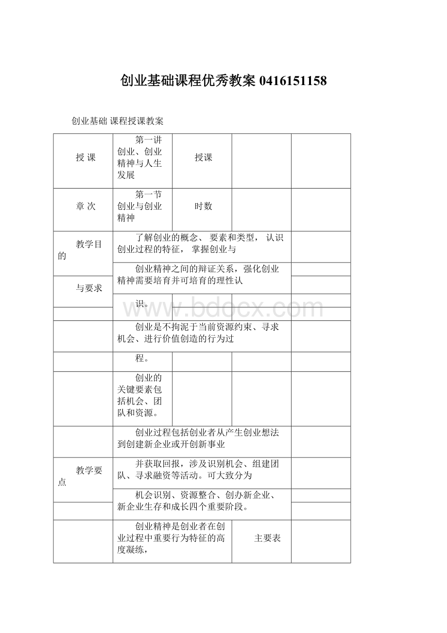 创业基础课程优秀教案0416151158Word格式文档下载.docx