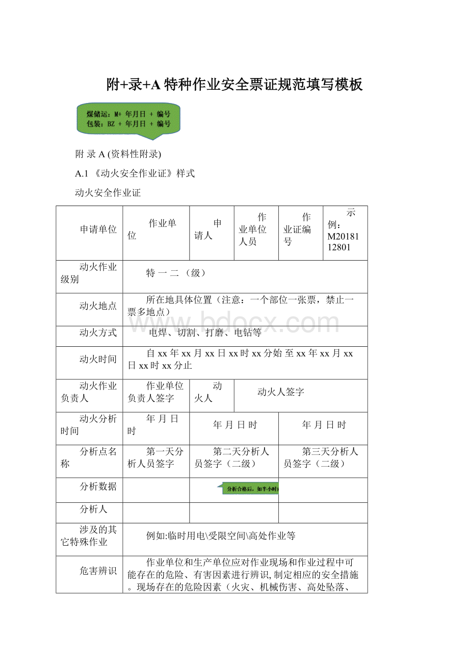 附+录+A特种作业安全票证规范填写模板.docx