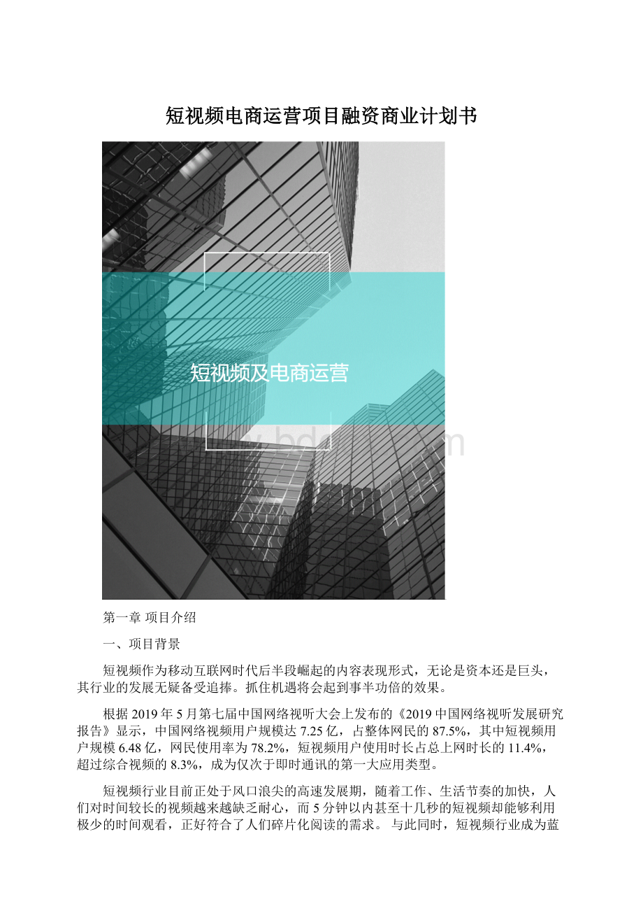 短视频电商运营项目融资商业计划书.docx_第1页