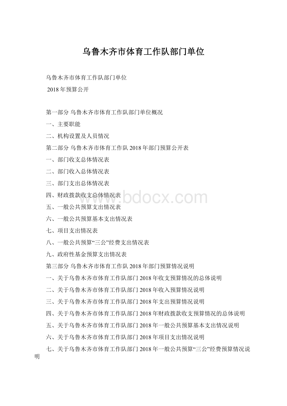 乌鲁木齐市体育工作队部门单位Word文件下载.docx