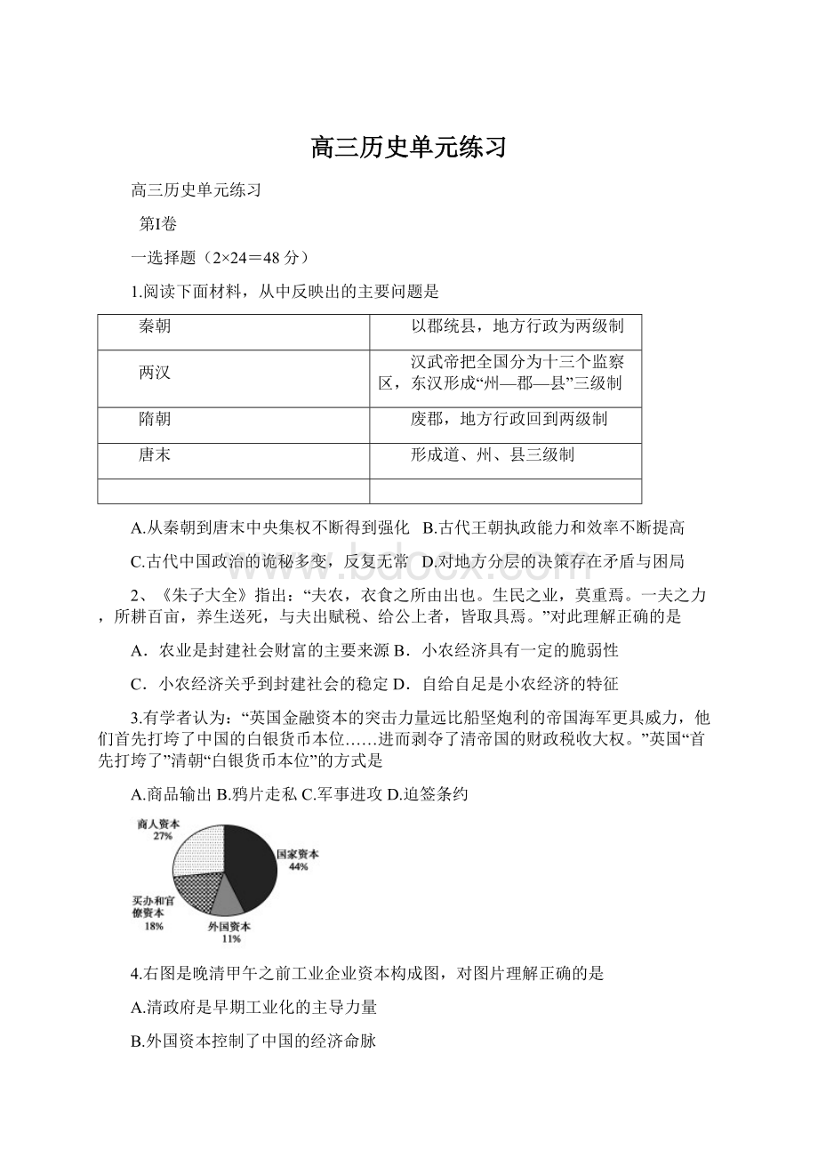 高三历史单元练习Word格式.docx_第1页