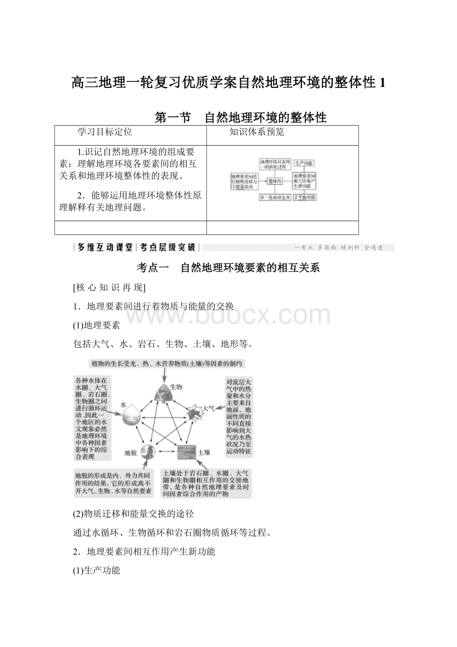 高三地理一轮复习优质学案自然地理环境的整体性1.docx_第1页