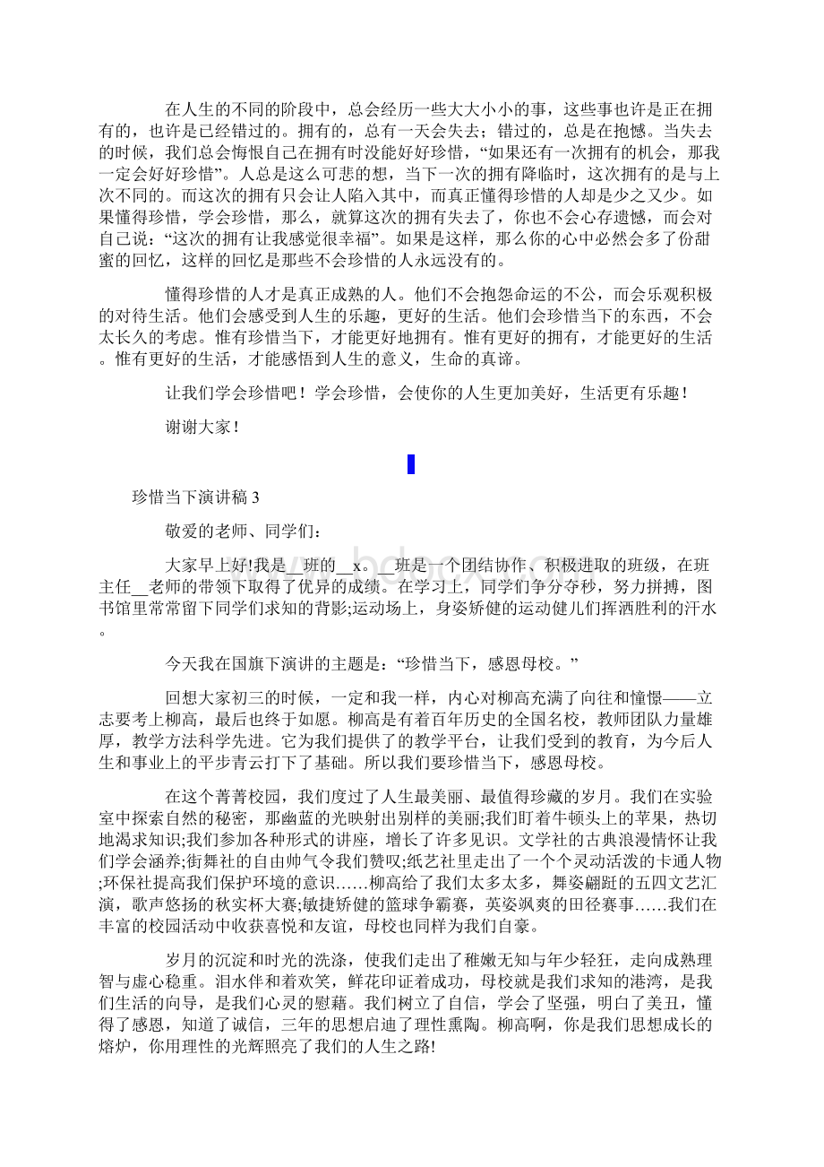 珍惜当下演讲稿15篇文档格式.docx_第2页