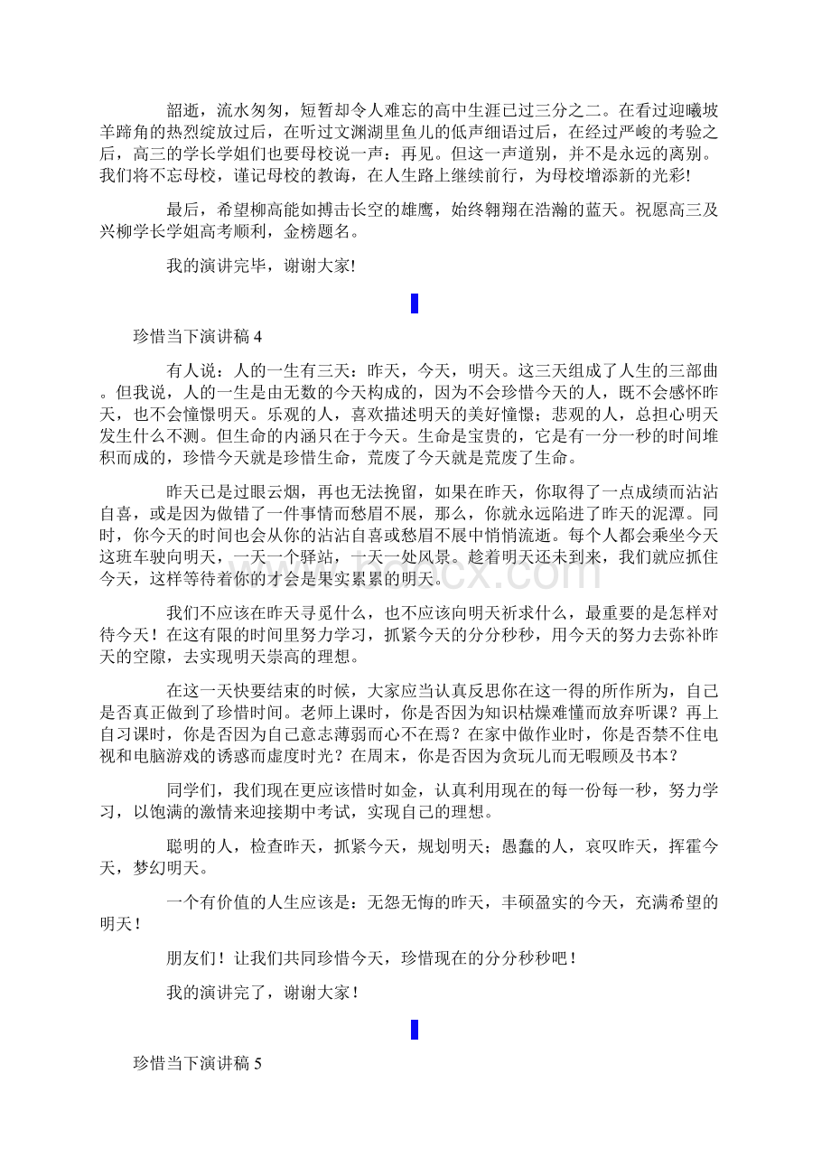 珍惜当下演讲稿15篇文档格式.docx_第3页