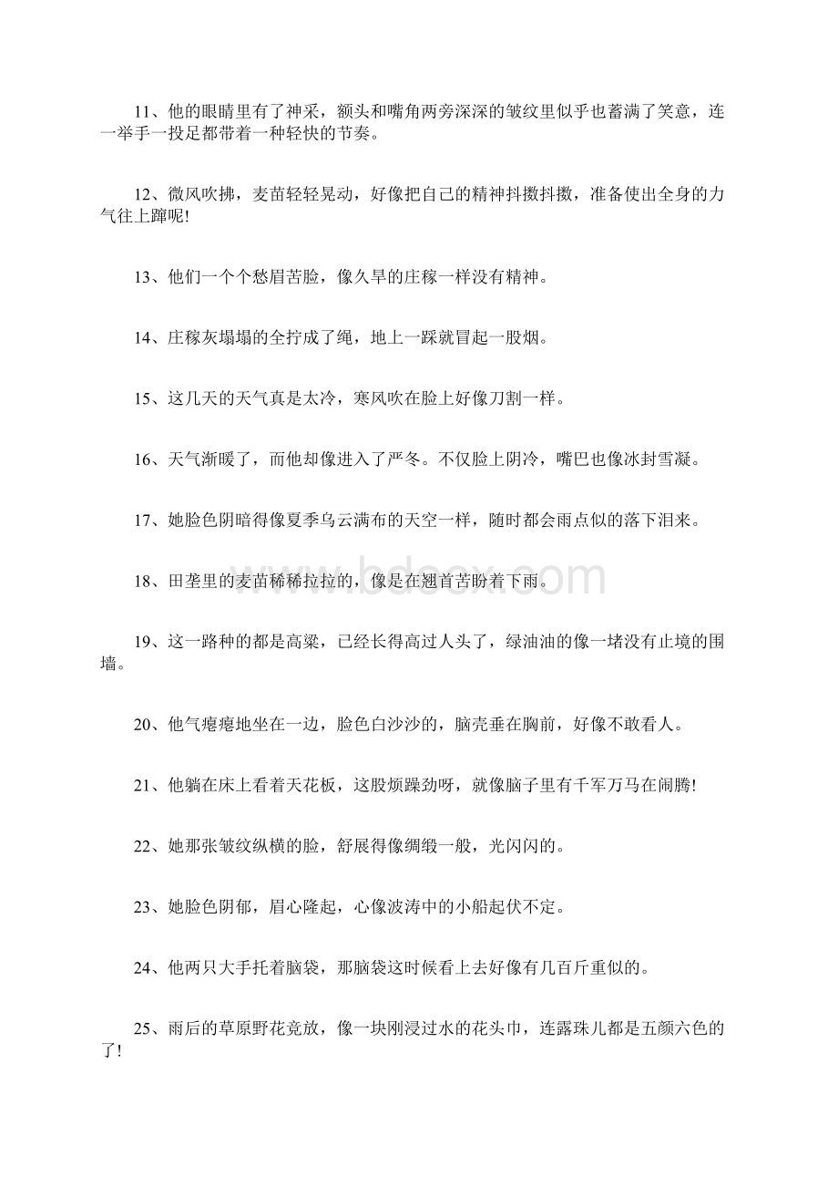 小学生优美的比喻句集锦文档格式.docx_第2页