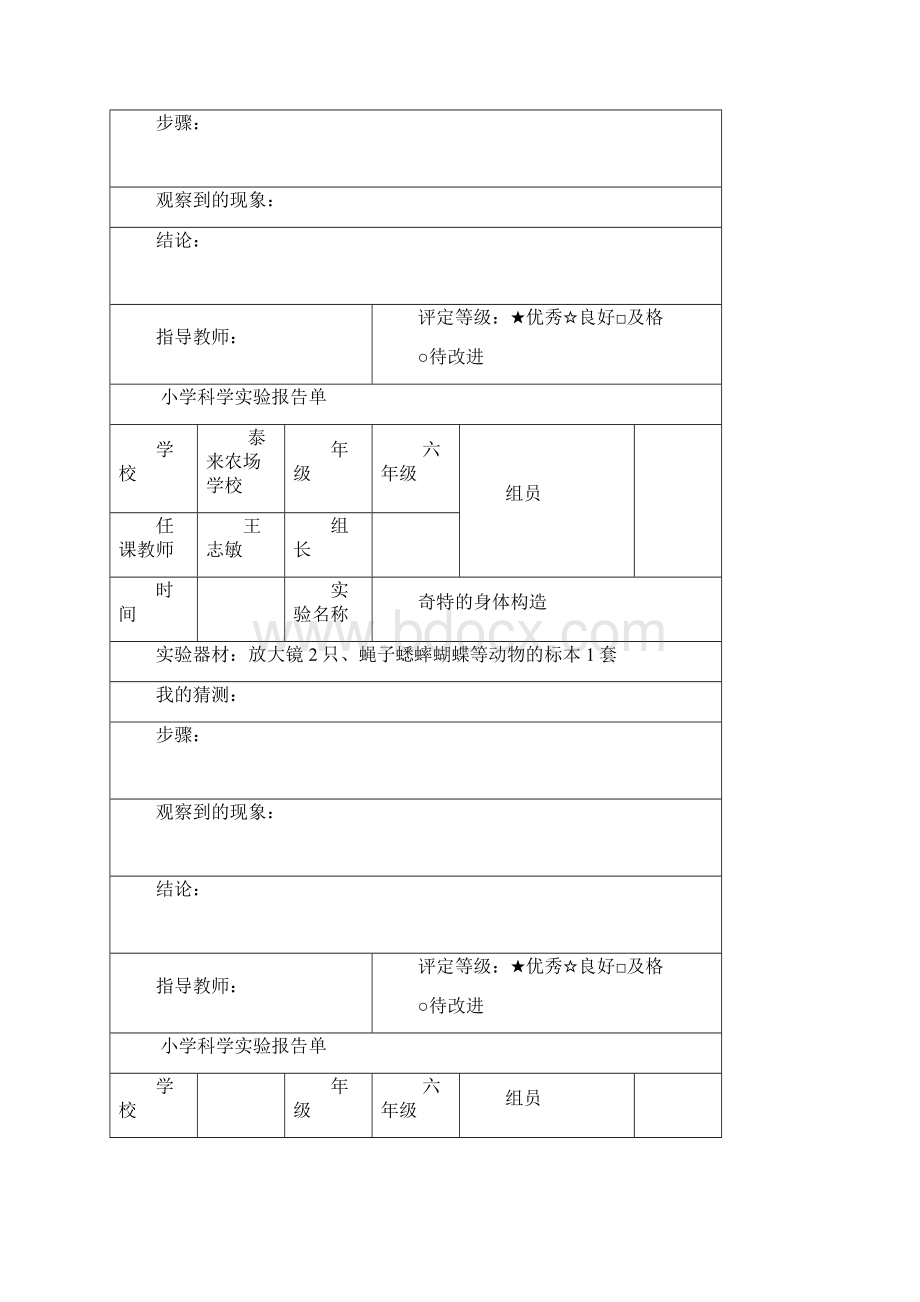 教科版六年级科学下实验报告 2Word格式.docx_第2页