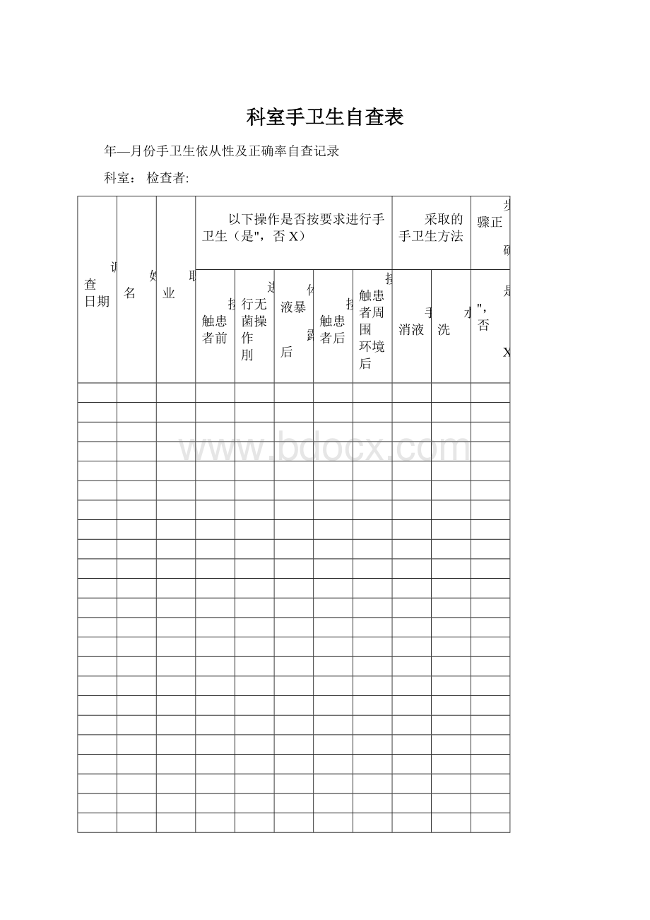 科室手卫生自查表文档格式.docx_第1页