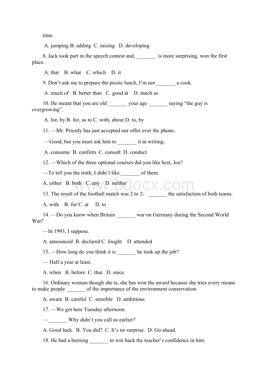 浙江省杭师大附中届高三第一次月考试题英语.docx_第2页