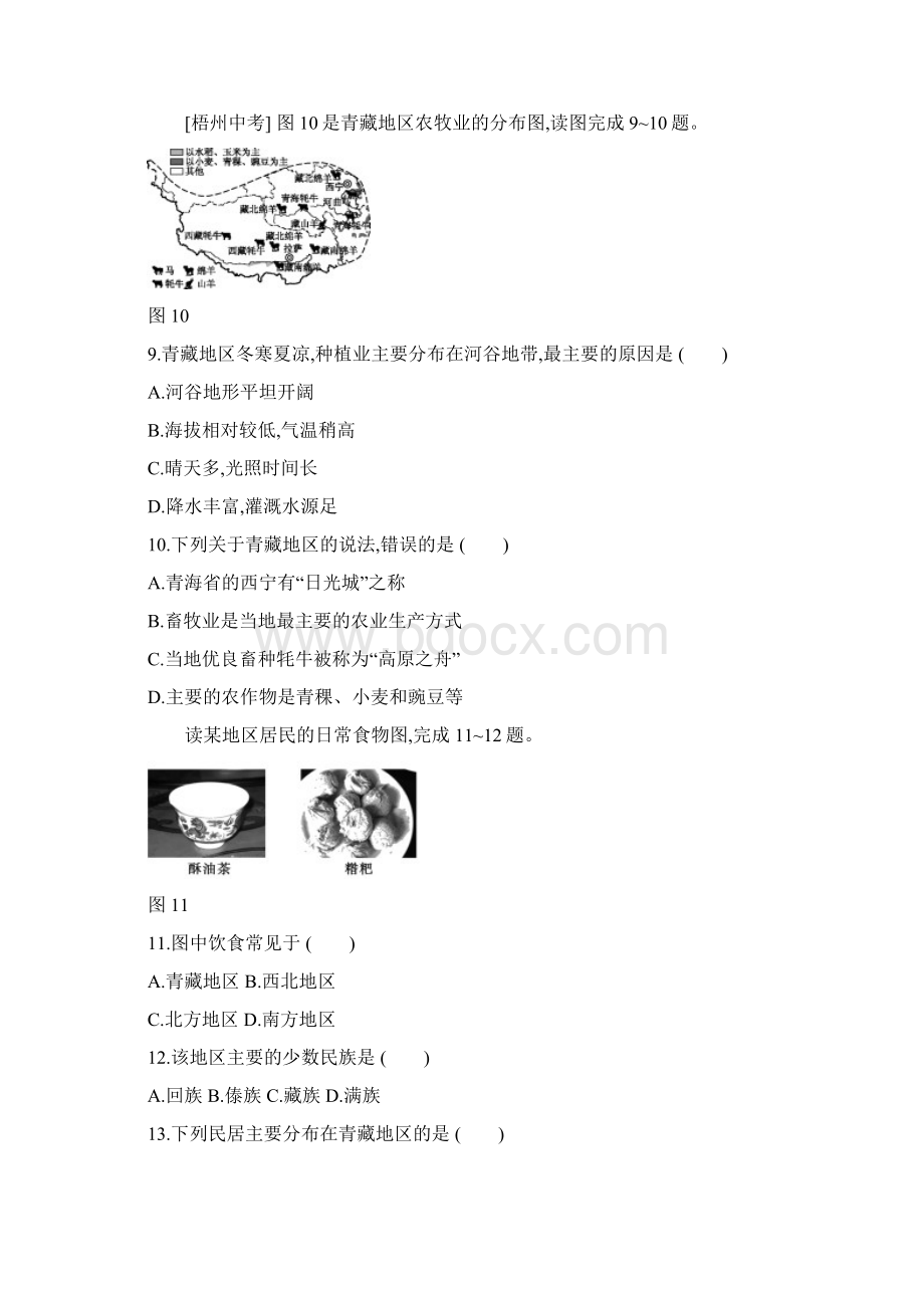 人教版八年级地理下册第九章《青藏地区》全章同步练习题含答案Word文档下载推荐.docx_第3页