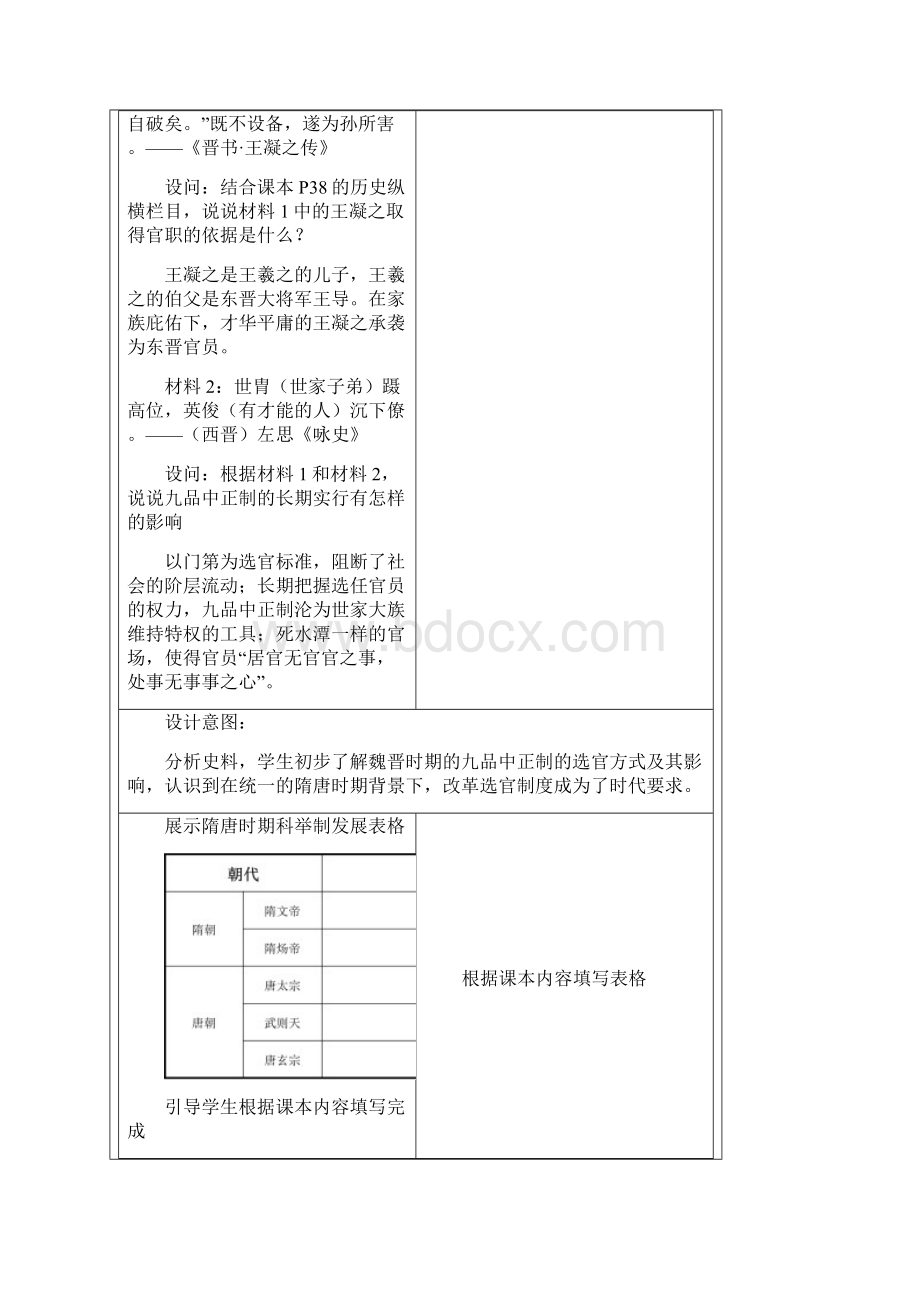 第7课 隋唐制度的变化与创新 同课异构 教学设计.docx_第2页