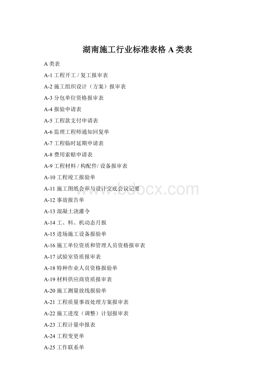 湖南施工行业标准表格A类表Word下载.docx_第1页