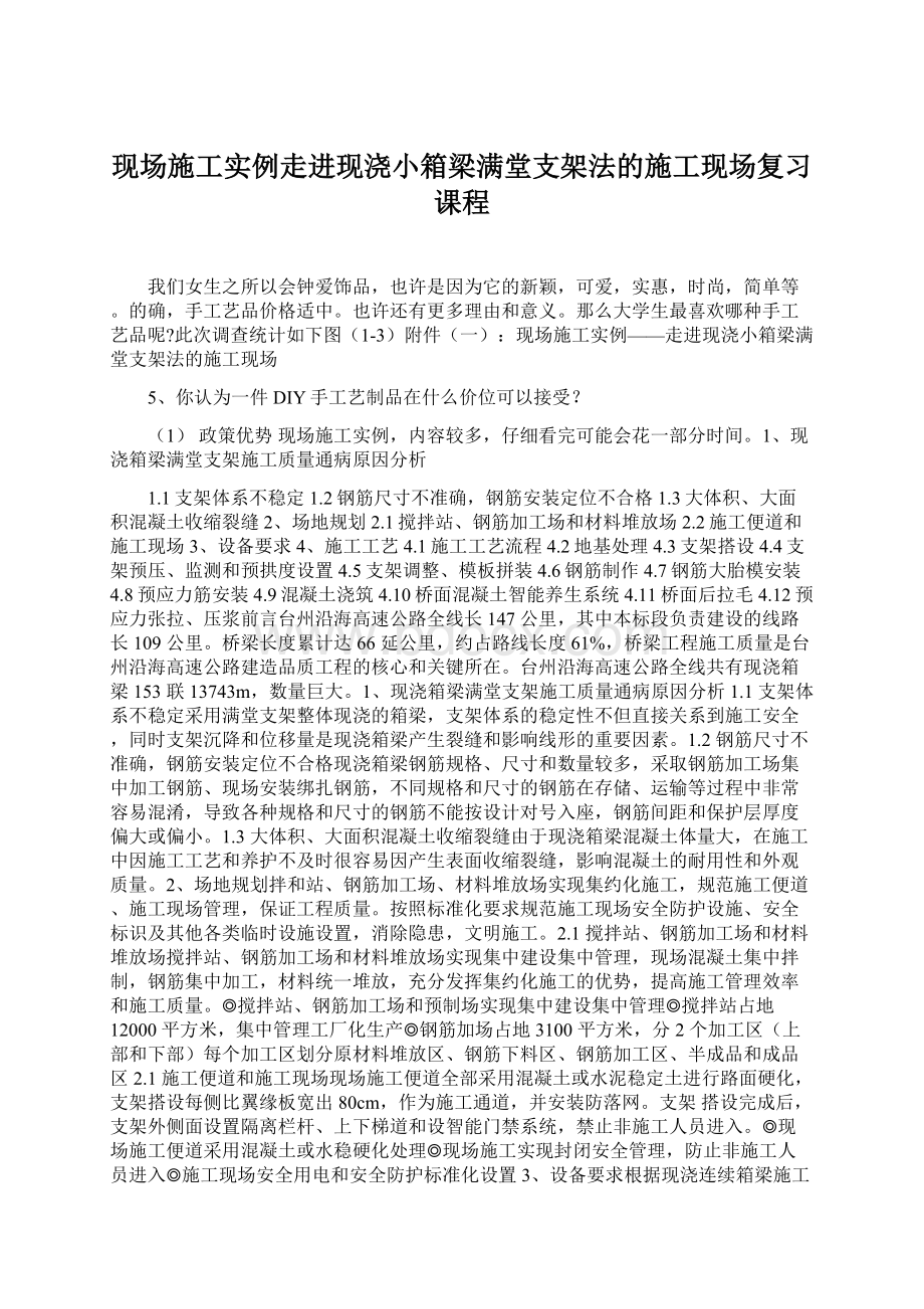 现场施工实例走进现浇小箱梁满堂支架法的施工现场复习课程Word格式.docx