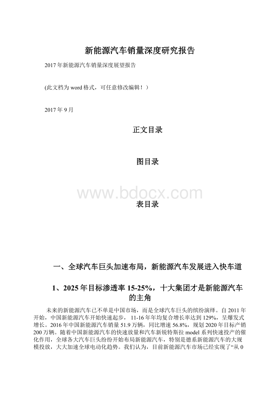 新能源汽车销量深度研究报告Word文件下载.docx