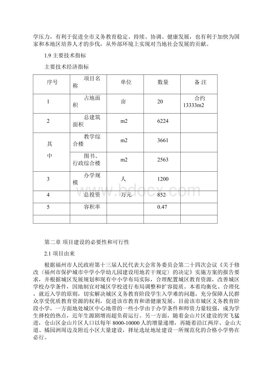 福州市金山七期小学建设项目可行性研究报告.docx_第2页